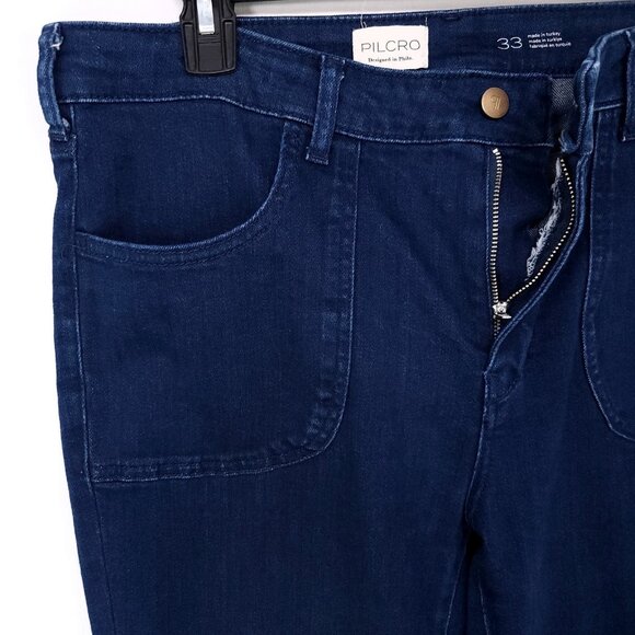 Anthropologie Pilcro Flare Jean Womens Size 33 Mid Rise Dark Wash 30 Inseam - Picture 4 of 13